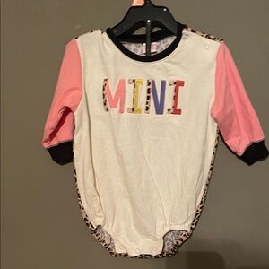 Kids Long Sleeve MINI Graphic Tee - Pink and Cream A1